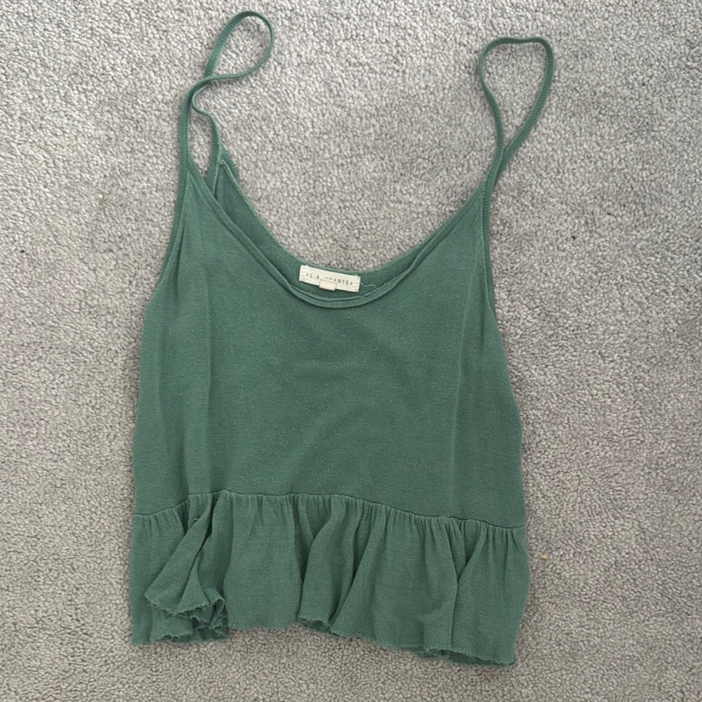 Ella Moss Green Ruffled Crop Camisole